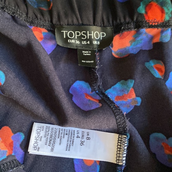 Topshop Navy Floral Printed High Rise Tapered Trouser Ankle Pants - Picture 9 of 10